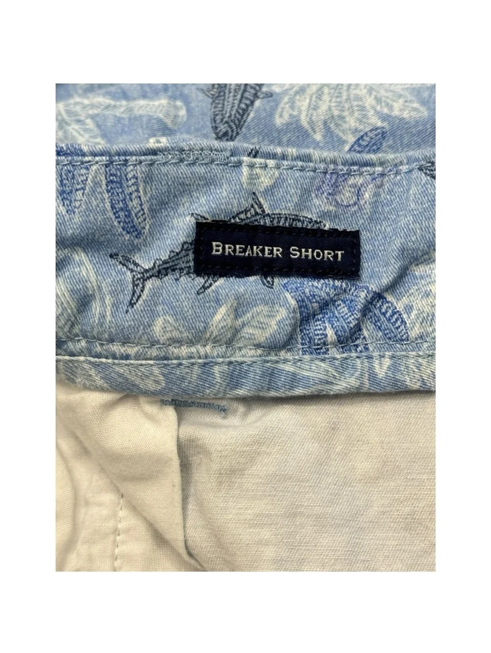 Vineyard Vines Breaker Shorts Blue Fish Palm Trees Tropical Beach Men’s Size 40